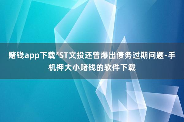 赌钱app下载*ST文投还曾爆出债务过期问题-手机押大小赌钱的软件下载