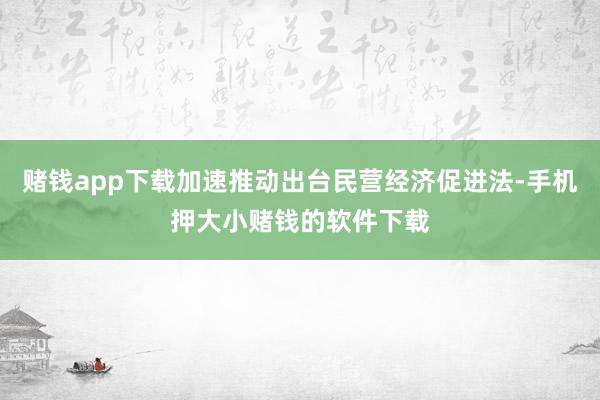 赌钱app下载加速推动出台民营经济促进法-手机押大小赌钱的软件下载