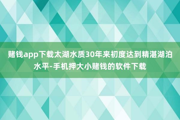 赌钱app下载太湖水质30年来初度达到精湛湖泊水平-手机押大小赌钱的软件下载