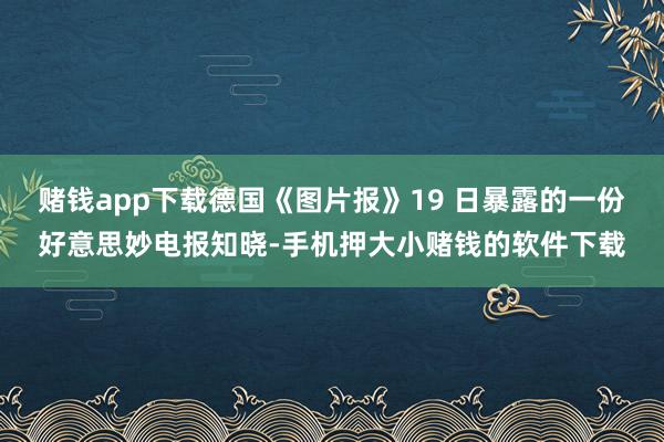 赌钱app下载德国《图片报》19 日暴露的一份好意思妙电报知晓-手机押大小赌钱的软件下载